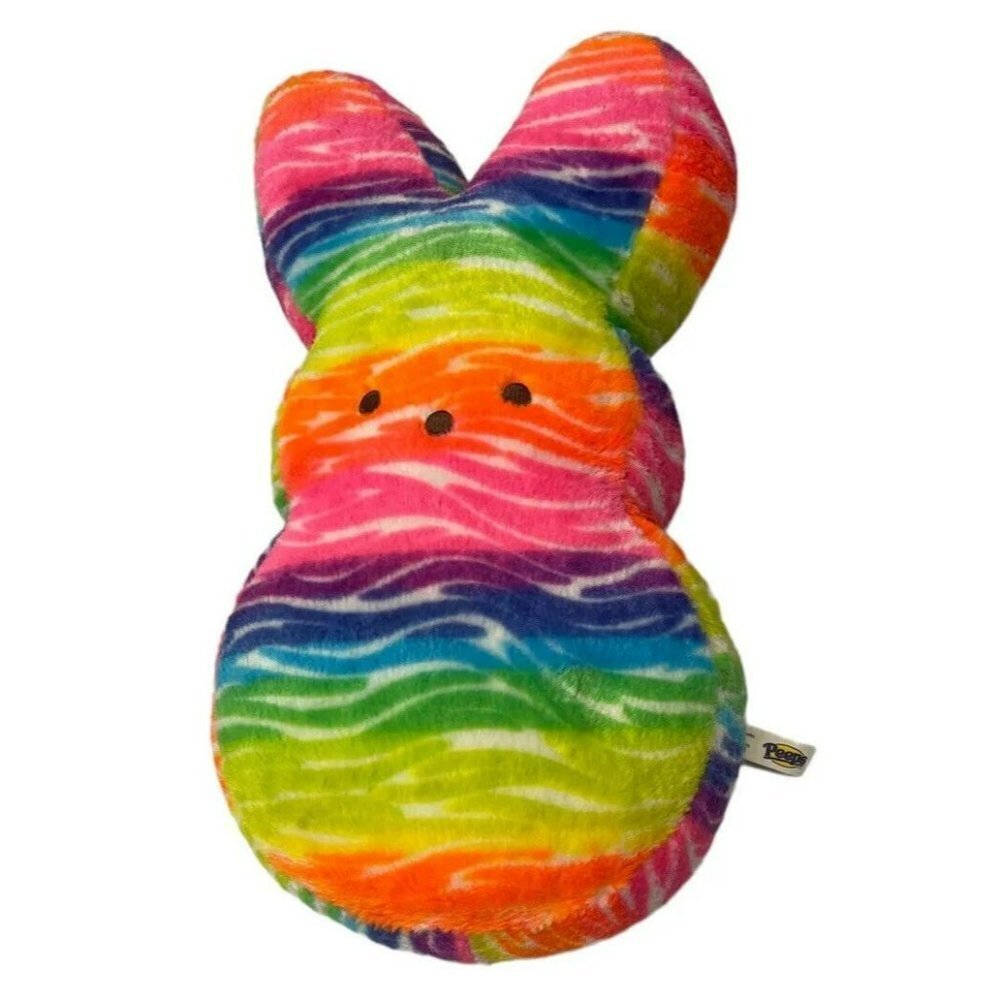 Peeps Fun Easter Basket Bunny Rabbit 17” Plush Rainbow Neon Bright Tie Dye 2018